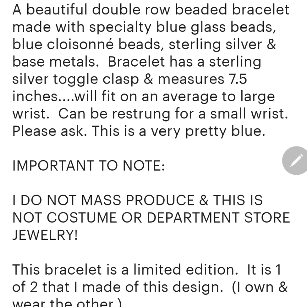 Beautiful Handmade Blue Cloisonne' Beaded Bracelet - Picture 7 of 7